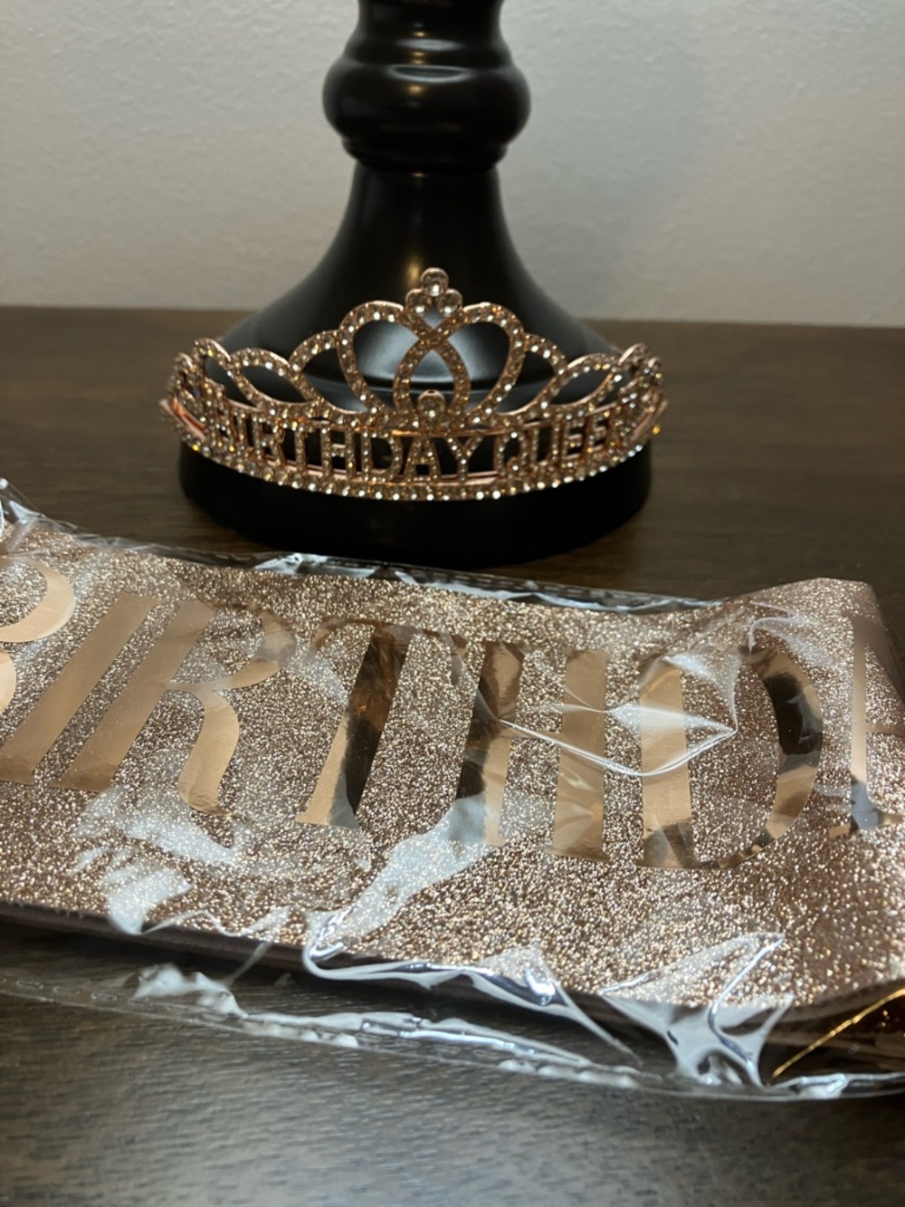 Birthday Queen Kids Tiara and Sash Set - Rose Gold